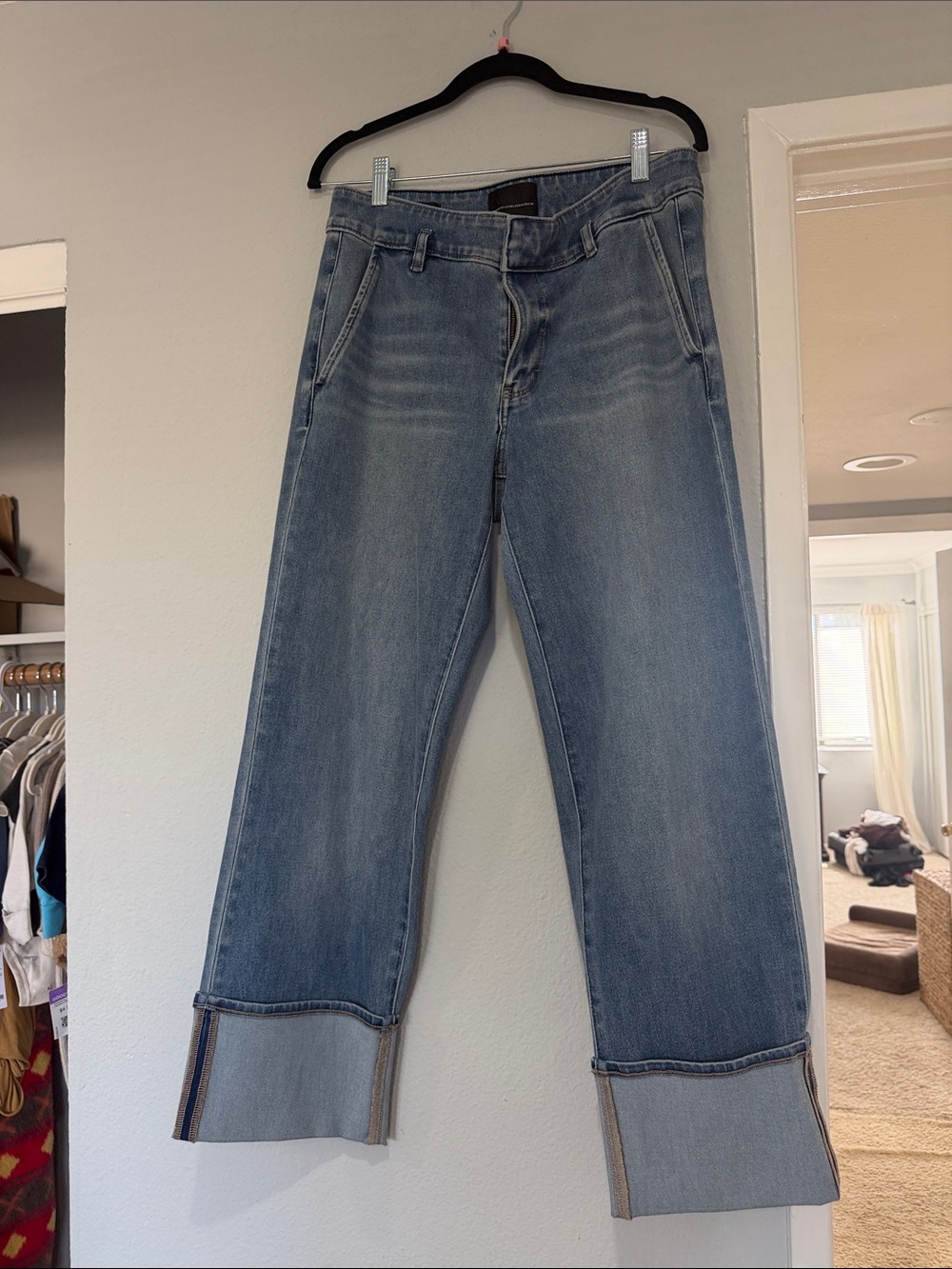 White House Black Market Mid Wash Straight Ankle Jeans with Contrast Cuff